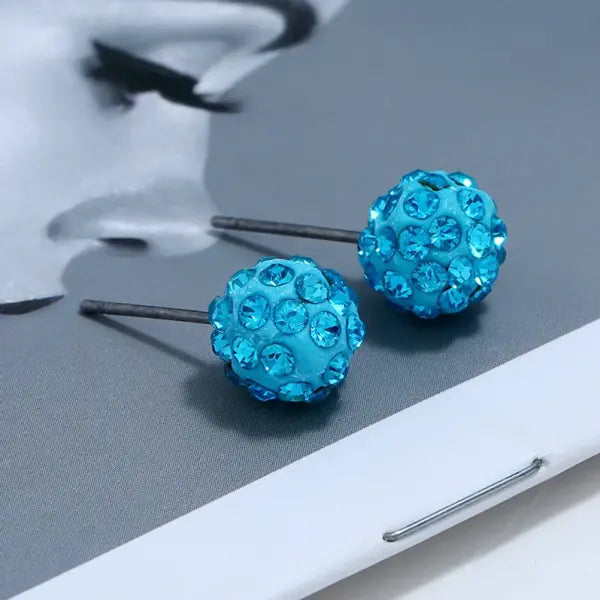 Rhinestone Lucky Ball Transfer Bead Earrings Fashion Jewelry Crystal Ball Earrings For Women Party Wedding Jewelry Stud