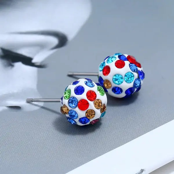 Rhinestone Lucky Ball Transfer Bead Earrings Fashion Jewelry Crystal Ball Earrings For Women Party Wedding Jewelry Stud