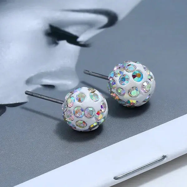 Rhinestone Lucky Ball Transfer Bead Earrings Fashion Jewelry Crystal Ball Earrings For Women Party Wedding Jewelry Stud