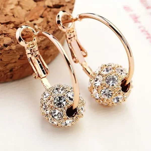 Rhinestone Lucky Ball Transfer Bead Earrings Fashion Jewelry Crystal Ball Earrings For Women Party Wedding Jewelry Stud