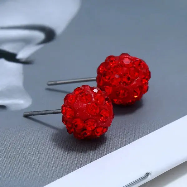 Rhinestone Lucky Ball Transfer Bead Earrings Fashion Jewelry Crystal Ball Earrings For Women Party Wedding Jewelry Stud