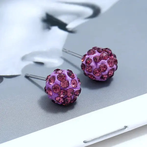 Rhinestone Lucky Ball Transfer Bead Earrings Fashion Jewelry Crystal Ball Earrings For Women Party Wedding Jewelry Stud