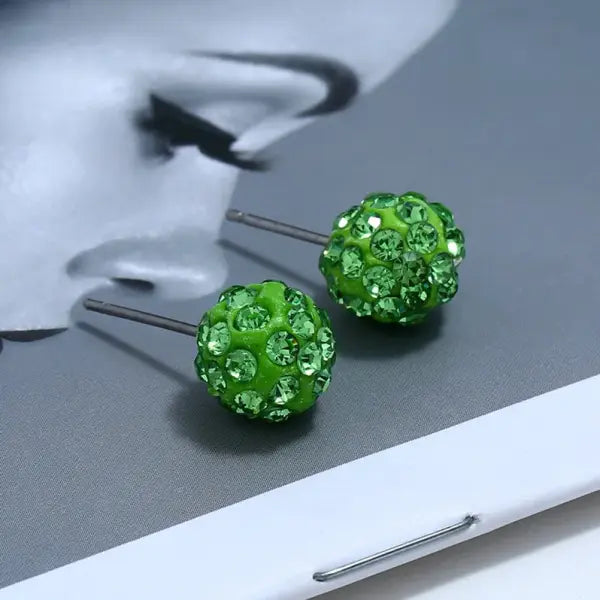 Rhinestone Lucky Ball Transfer Bead Earrings Fashion Jewelry Crystal Ball Earrings For Women Party Wedding Jewelry Stud