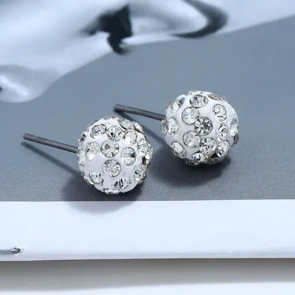 Rhinestone Lucky Ball Transfer Bead Earrings Fashion Jewelry Crystal Ball Earrings For Women Party Wedding Jewelry Stud
