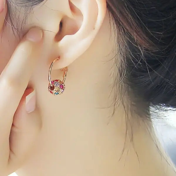 Rhinestone Lucky Ball Transfer Bead Earrings Fashion Jewelry Crystal Ball Earrings For Women Party Wedding Jewelry Stud