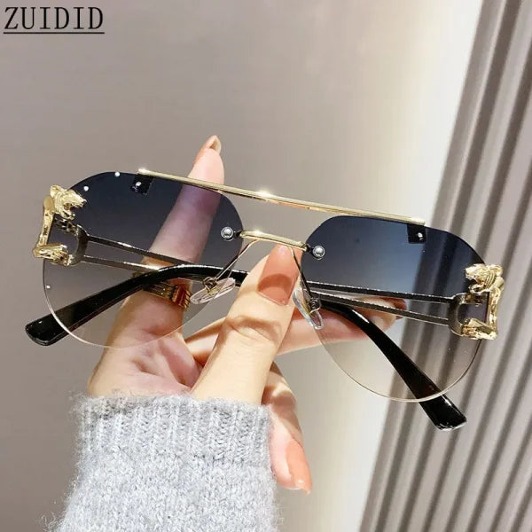 Rimless Designer Sunglasses – Trendy Luxe Vintage Glasses for Women