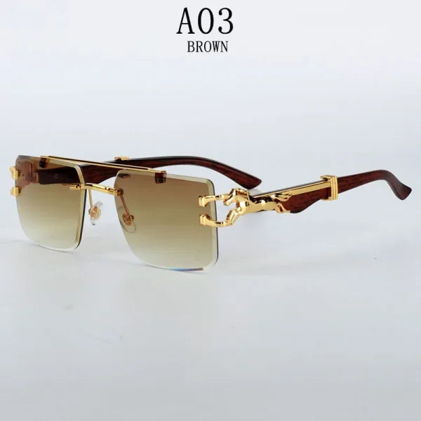 Rimless Designer Sunglasses – Trendy Luxe Vintage Glasses for Women - A03 / CHINA / Sunglasses
