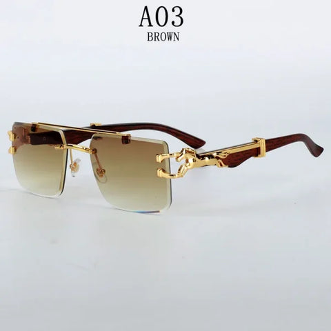 Rimless Designer Sunglasses – Trendy Luxe Vintage Glasses for Women - A03 / CHINA / Sunglasses