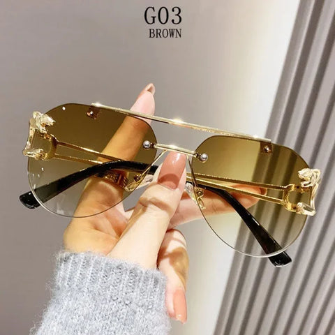 Rimless Designer Sunglasses – Trendy Luxe Vintage Glasses for Women - G03 / CHINA / Sunglasses