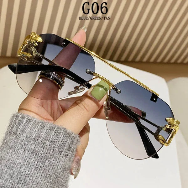 Rimless Designer Sunglasses – Trendy Luxe Vintage Glasses for Women - G06 / CHINA / Sunglasses