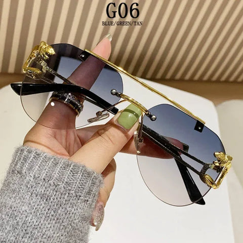 Rimless Designer Sunglasses – Trendy Luxe Vintage Glasses for Women - G06 / CHINA / Sunglasses