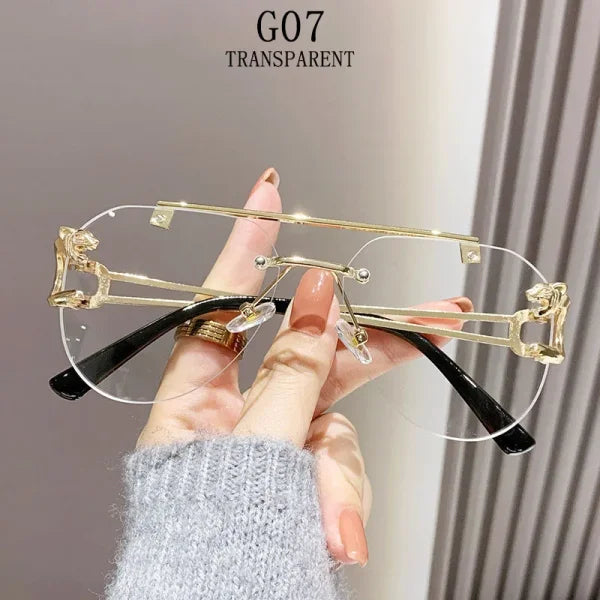 Rimless Designer Sunglasses – Trendy Luxe Vintage Glasses for Women - G07 / CHINA / Sunglasses