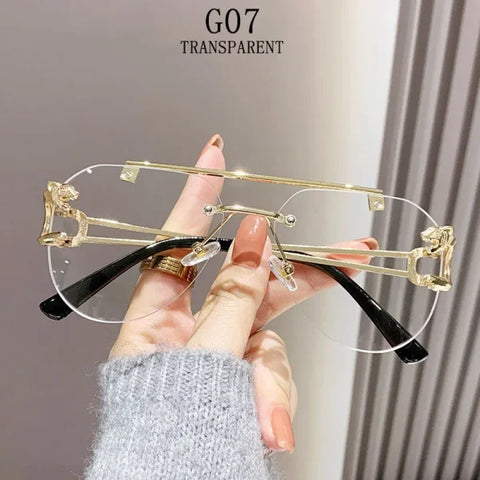 Rimless Designer Sunglasses – Trendy Luxe Vintage Glasses for Women - G07 / CHINA / Sunglasses