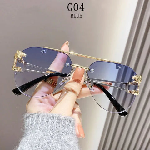 Rimless Designer Sunglasses – Trendy Luxe Vintage Glasses for Women - G04 / CHINA / Sunglasses