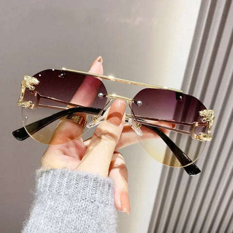 Rimless Designer Sunglasses – Trendy Luxe Vintage Glasses for Women