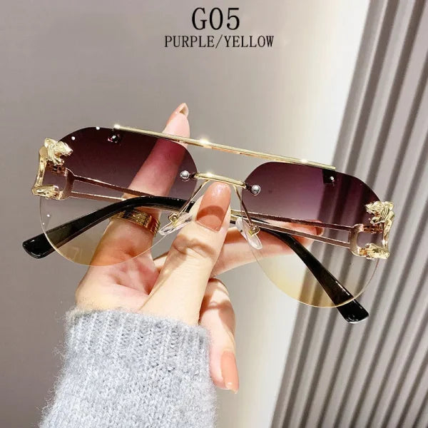 Rimless Designer Sunglasses – Trendy Luxe Vintage Glasses for Women - G05 / CHINA / Sunglasses