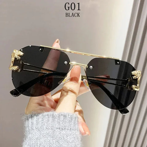 Rimless Designer Sunglasses – Trendy Luxe Vintage Glasses for Women - G01 / CHINA / Sunglasses