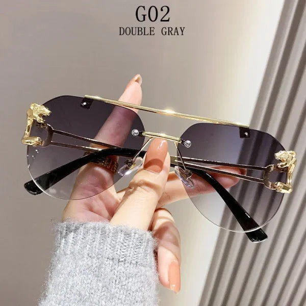 Rimless Designer Sunglasses – Trendy Luxe Vintage Glasses for Women - G02 / CHINA / Sunglasses