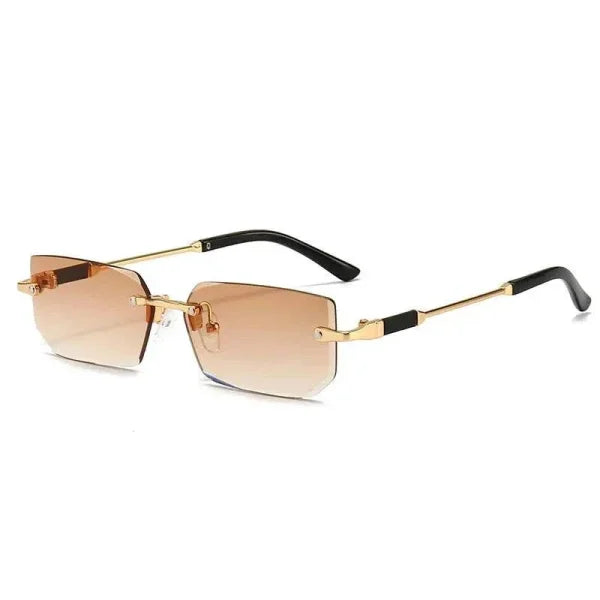Rimless Sunglasses - Stylish UV Protection Eyewear for Outdoor Activities - Gradient Tawny