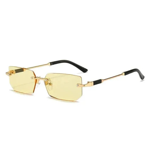 Rimless Sunglasses - Stylish UV Protection Eyewear for Outdoor Activities - Yellow