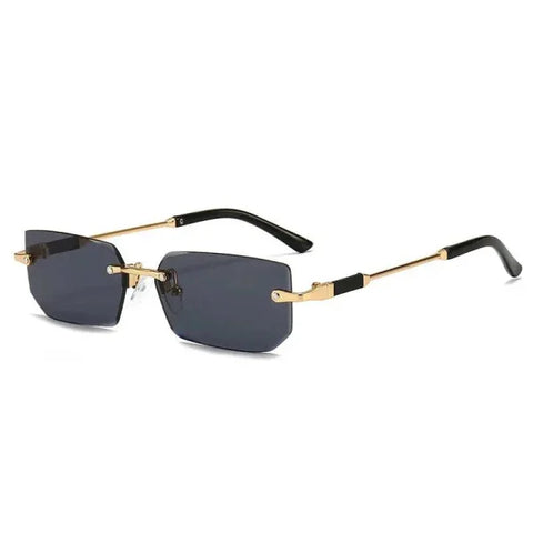 Rimless Sunglasses - Stylish UV Protection Eyewear for Outdoor Activities - Black Gray