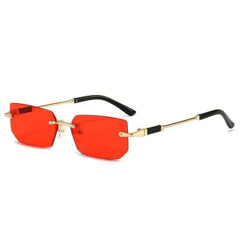 Rimless Sunglasses - Stylish UV Protection Eyewear for Outdoor Activities - Red