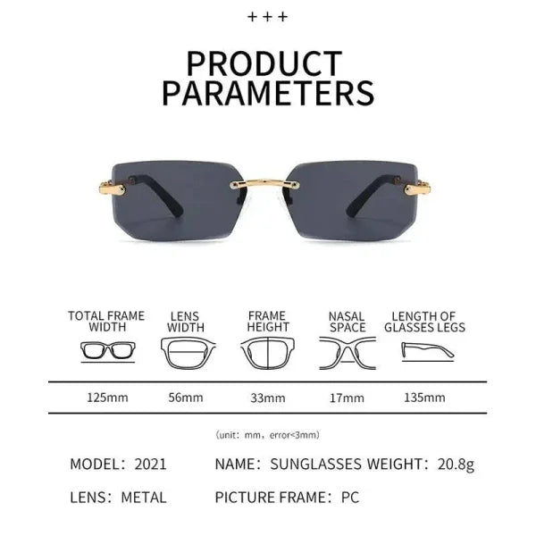 Rimless Sunglasses - Stylish UV Protection Eyewear for Outdoor Activities
