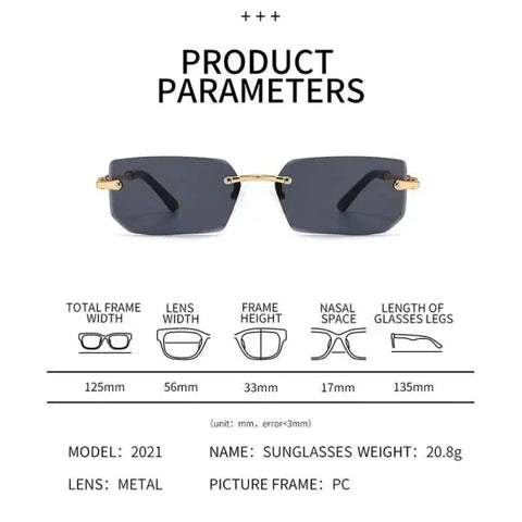 Rimless Sunglasses - Stylish UV Protection Eyewear for Outdoor Activities