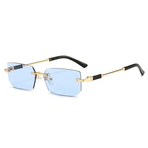 Rimless Sunglasses - Stylish UV Protection Eyewear for Outdoor Activities - Transparent Blue