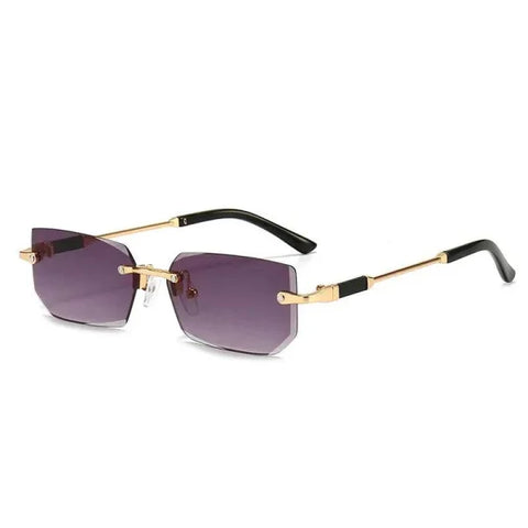 Rimless Sunglasses - Stylish UV Protection Eyewear for Outdoor Activities - Gradient Purple