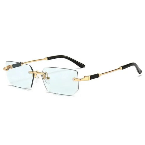Rimless Sunglasses - Stylish UV Protection Eyewear for Outdoor Activities - Transparent Green