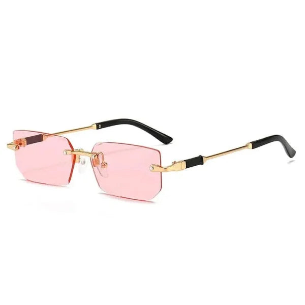 Rimless Sunglasses - Stylish UV Protection Eyewear for Outdoor Activities - Pink