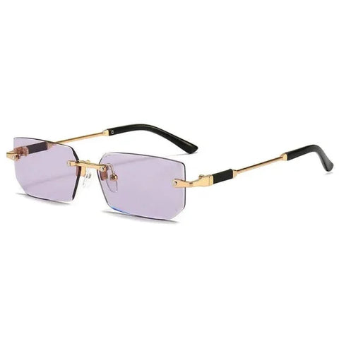 Rimless Sunglasses - Stylish UV Protection Eyewear for Outdoor Activities - Transparent Purple
