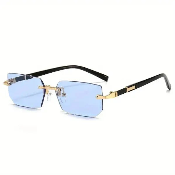 Rimless Rectangle Sunglasses with Polycarbonate Lenses Optical Mirror - C2 / Other