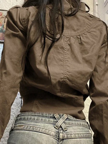 Rockmore Vintage Cropped Jacket for Y2K Harajuku Streetwear - Himpall