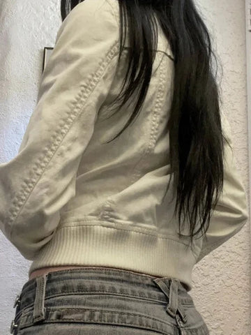 Rockmore Vintage Cropped Jacket for Y2K Harajuku Streetwear - Himpall