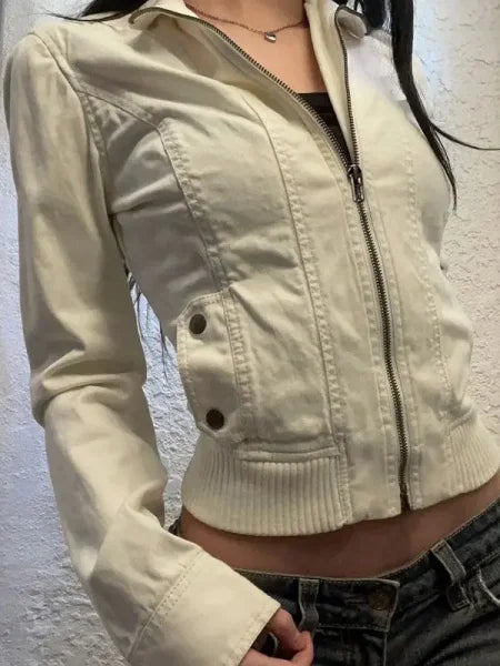 Rockmore Vintage Cropped Jacket for Y2K Harajuku Streetwear - Himpall