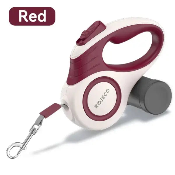 ROJECO automatic retractable extendable rope small dogs leash - Red New / 3M