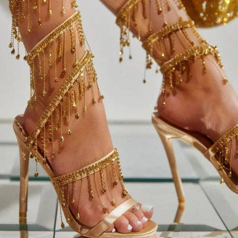 Roman Style Sandals - Stylish Women’s High Heel Sandals - Gold / 35