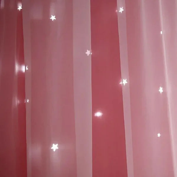 Romantic Sheer Kids Curtains – Double Layer Hollow-Out Stars Drapes - Himpall