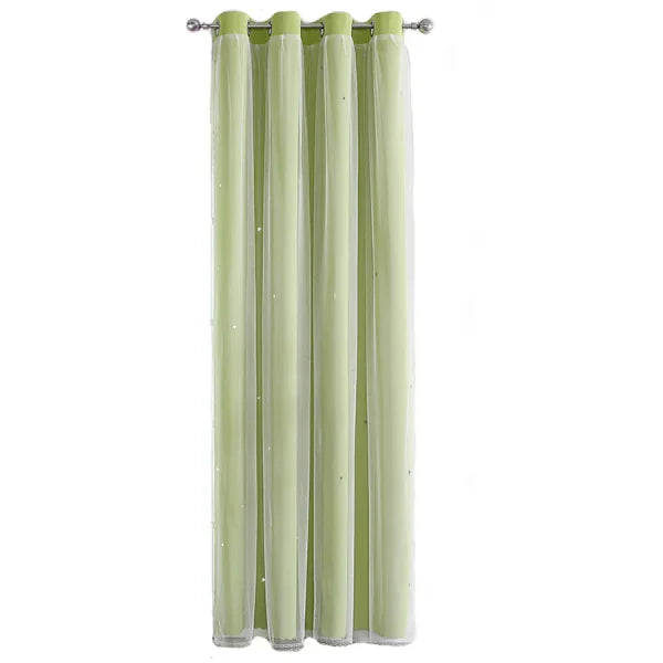 Romantic Sheer Kids Curtains – Double Layer Hollow-Out Stars Drapes - Himpall