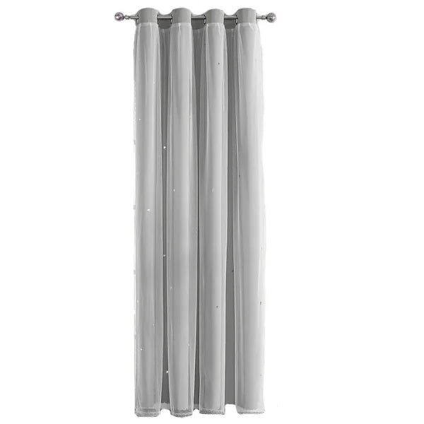 Romantic Sheer Kids Curtains – Double Layer Hollow-Out Stars Drapes - Himpall