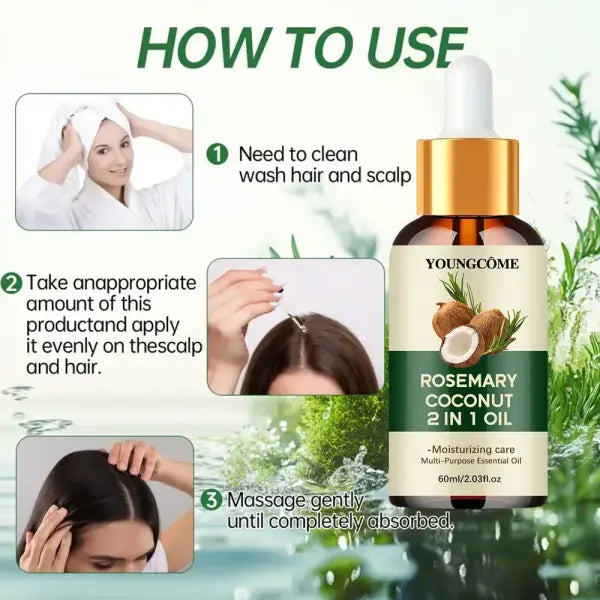 Rosemary Hair Oil Coconut Blend Strengthens Roots and Scalp Treatment
