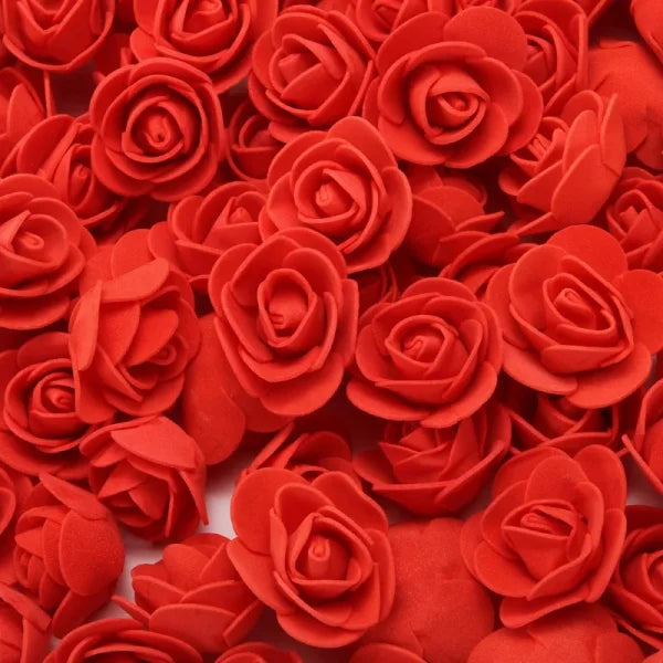 Cluster of vibrant red Roses 3cm foam wedding decorative flowers in teddy bear style pieces