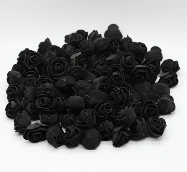 Black roses clustered together from Roses 3cm Foam Wedding Decorative Pieces Teddy Bear