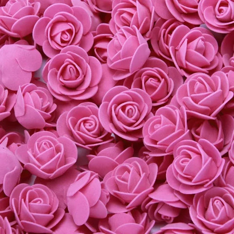 Pink foam roses 3cm arranged in a dense cluster for foam wedding decorative pieces teddy bear