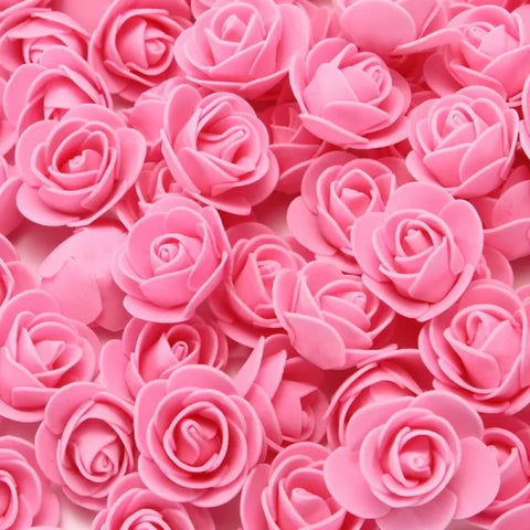 Pink foam roses 3cm foam wedding decorative flowers arranged in a dense teddy bear style