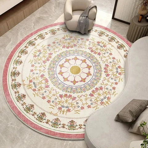 Round Ethnic Wave Carpet - Bohemian Mandala Rug for Living Room & Bedroom - SJR 2 / 160X160CM