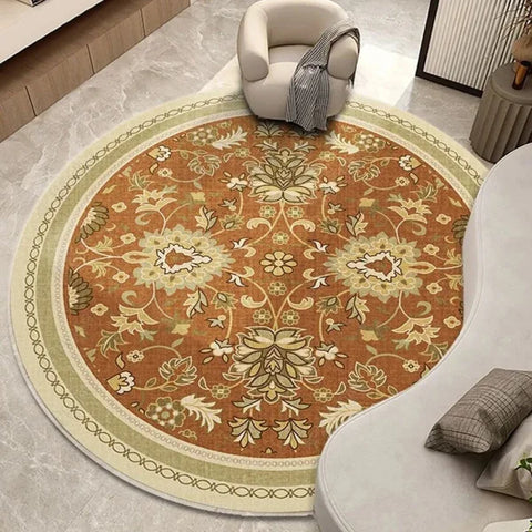 Round Ethnic Wave Carpet - Bohemian Mandala Rug for Living Room & Bedroom - SJR / 100X100CM