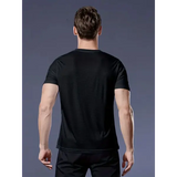 Round Neck T-Shirt 1 Piece Black Ultra-Light Men’s Quick Drying Breathable Sweat-Absorbent Shirt Suitable for Fitness